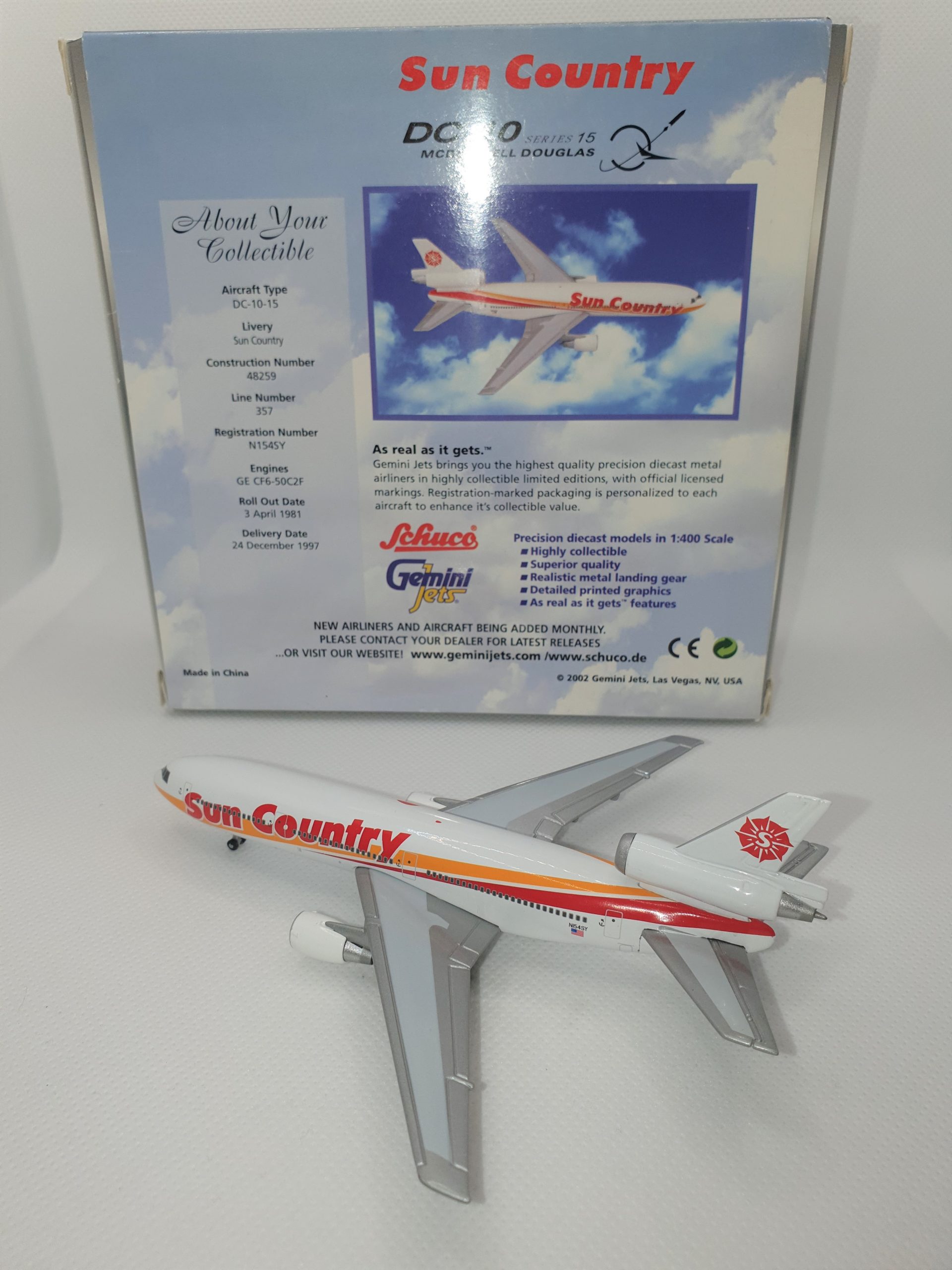 McDonnell Douglas DC-10 Sun Country N154SY Gemini Jets 3557365 1:400 