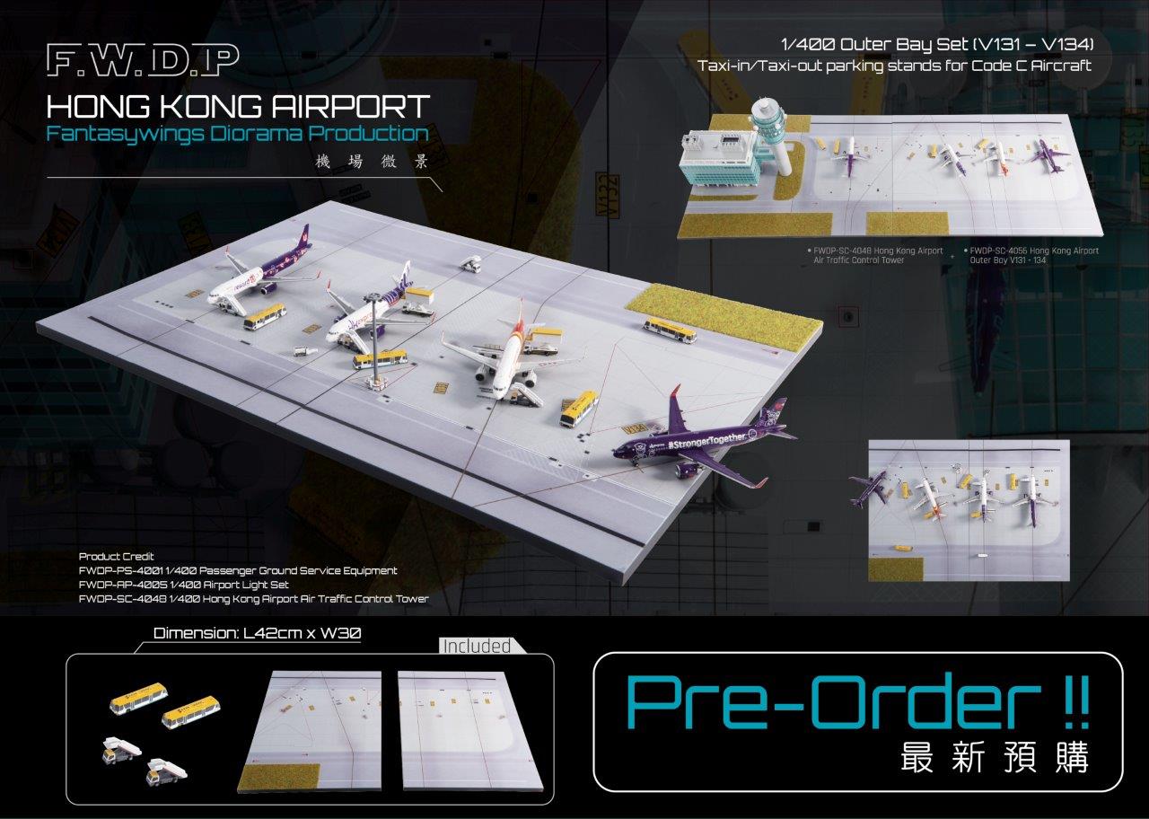 Fantasy Wings 1:400 Hong Kong Airport Air Traffic Control Tower & Outer Bay Parking V131-V134 - Image 4