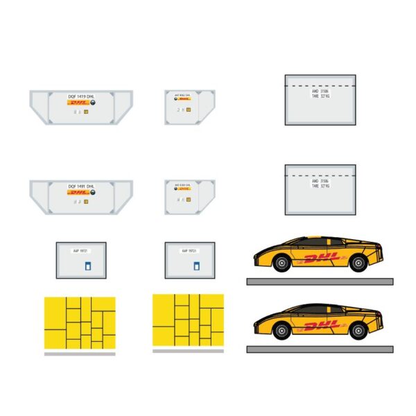 Fantasy Wings 1:400 Cargo Container & Vehicle Set "DHL"