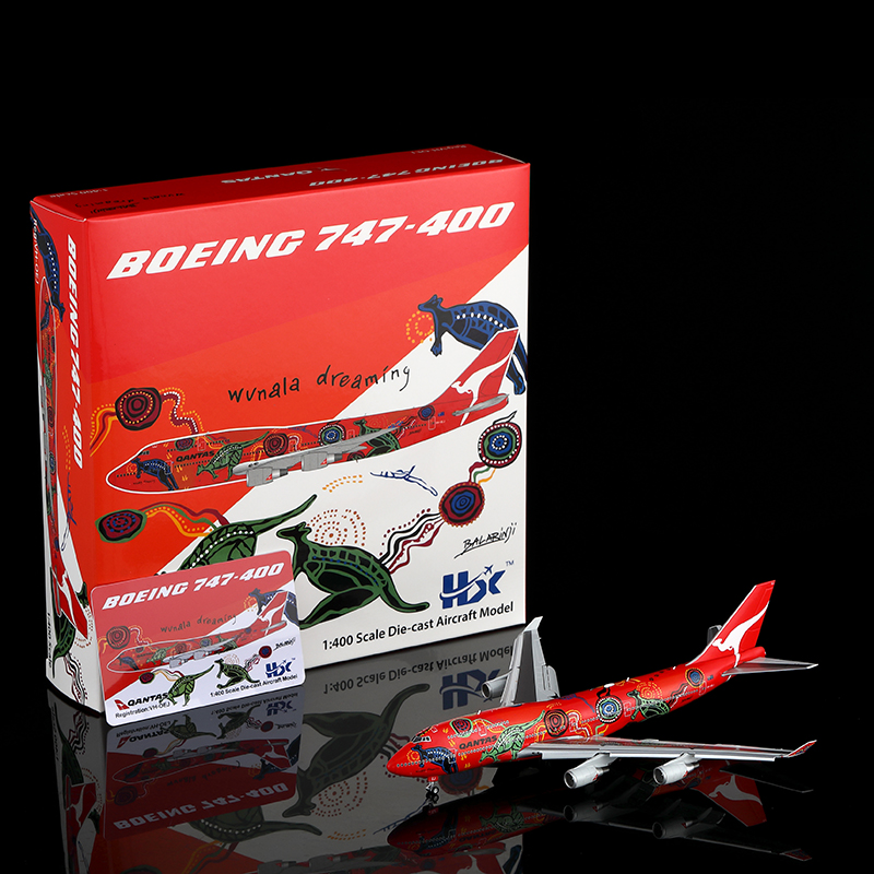 HX Models 1:400 Qantas Airways VH-OEJ Boeing 747-400 "FLAPS DOWN VERSION"