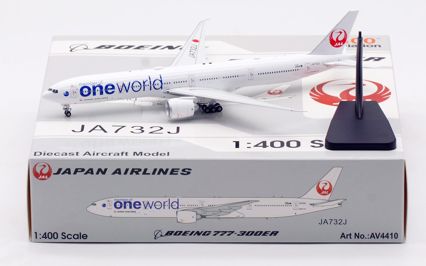 Aviation 400 1:400 JAL Japan Airlines JA732J Boeing 777-300