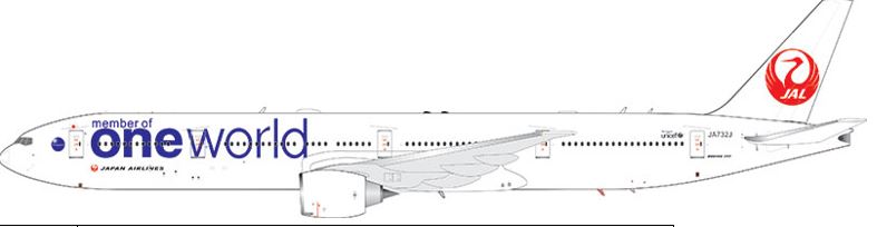 Aviation 400 1:400 JAL Japan Airlines JA732J Boeing 777-300