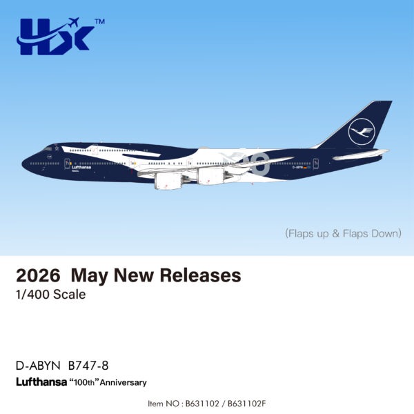 HX Models 1:400 Lufthansa D-ABYN Boeing 747-8 [FLAPS DOWN] *** PRE-ORDER DUE JULY/AUGUST 2026 ***
