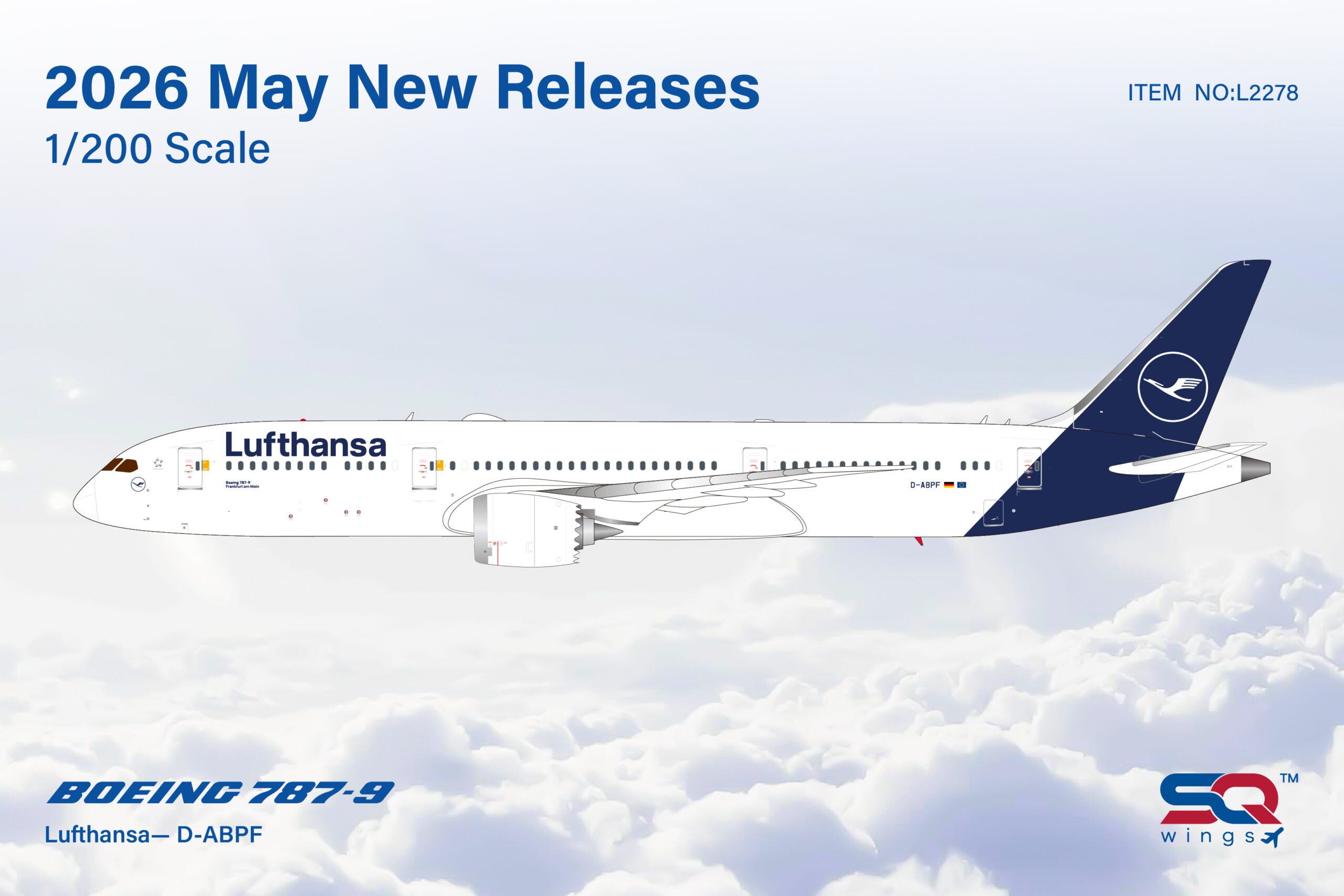 SQ Wings 1:200 Lufthansa D-ABPF Boeing 787-9 *** PRE-ORDER DUE JULY/AUGUST 2026 ***