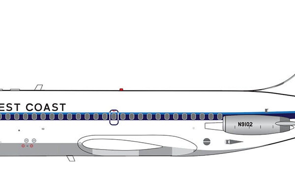V1 400 1:400 West Coast Airlines N9102 Douglas DC-9-14  *** PRE-ORDER DUE OCTOBER - NOVEMBER 2026 ***