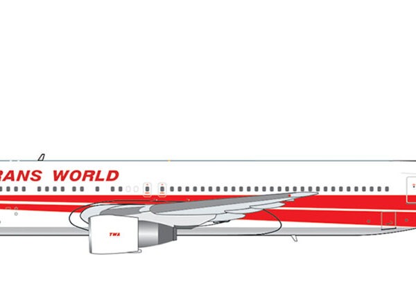 V1 400 1:400 TWA Trans World Airlines N691LF Boeing 767-300 *** PRE-ORDER DUE OCTOBER/NOVEMBER 2026 ***