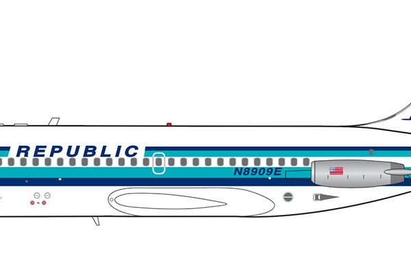 V1 400 1:400 Republic Airlines N8909E Douglas DC-9-10  *** PRE-ORDER DUE OCTOBER - NOVEMBER 2026 ***