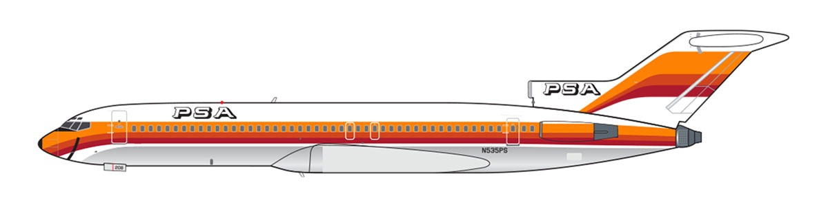 V1 400 1:400 PSA Pacific Southwest Airlines N535PS Boeing 727-200 *** PRE-ORDER DUE OCTOBER/NOVEMBER 2026 ***