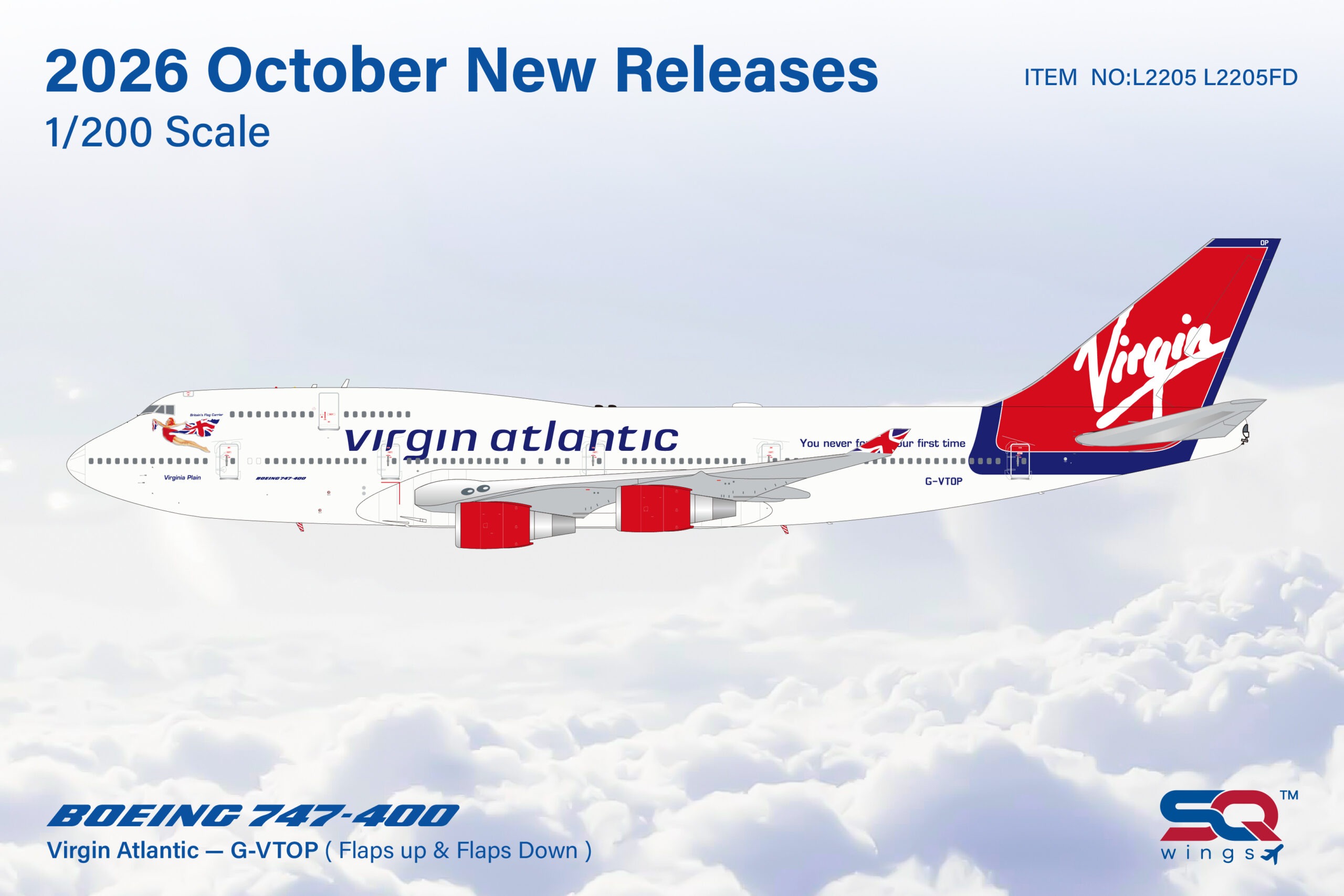 SQ Wings 1:200 Virgin Atlantic Airways G-VTOP Boeing 747-400 *** PRE-ORDER DUE NOVEMBER/DECEMBER 2026 ***